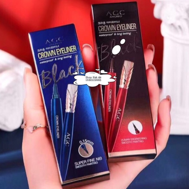Bút Kẻ Mắt CROWN EYELINER AGC 0,15mm HÀN QUỐC - Không lem, Không trôi, tạo đôi mắt sâu.