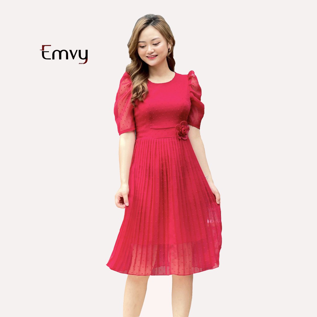 Đầm dáng xòe chất liệu voan tơ hạt nổi cao cấp Emvy K56 | BigBuy360 - bigbuy360.vn