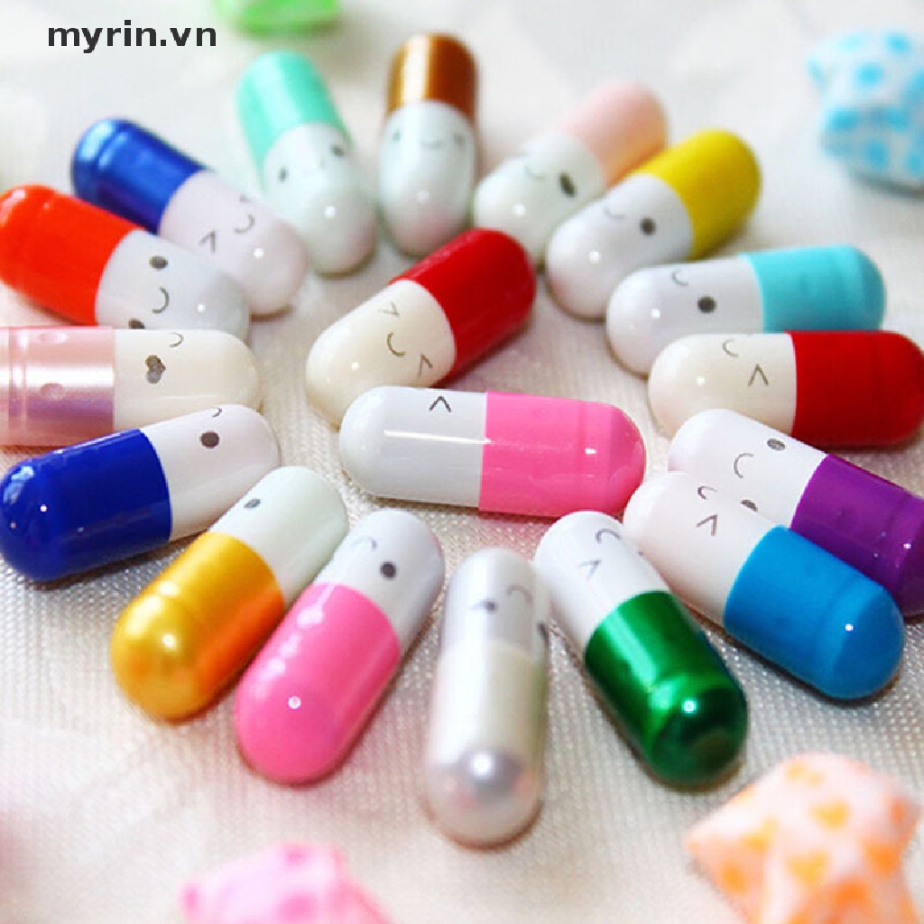 Myrin Set 50 Tấm Giấy Thông Điệp Trong Chai Hình Viên Thuốc Con Nhộng Tình Bạn Dễ Thương Nửa Màu S