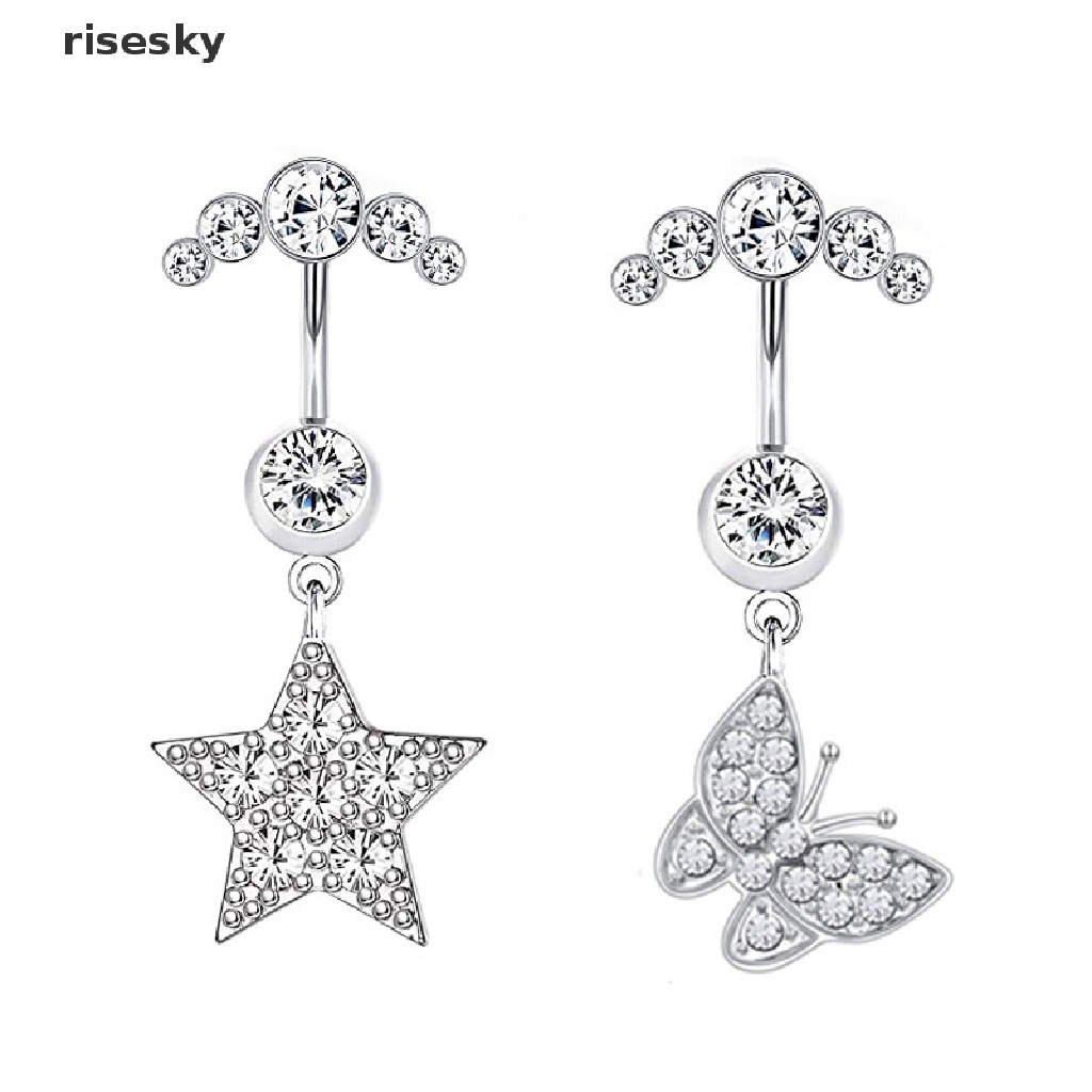 1 Khuyên Rốn Hình Cánh Bướm / Trái Tim / Giọt Nước Bằng Thép Không Gỉ ♨Trên đó