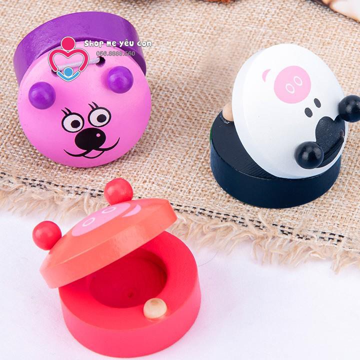Bộ gõ phách nhạc bằng gỗ hình thú đủ màu sắc cho bé làm quen với âm thanh hỗ trợ sự phát triển của bé
