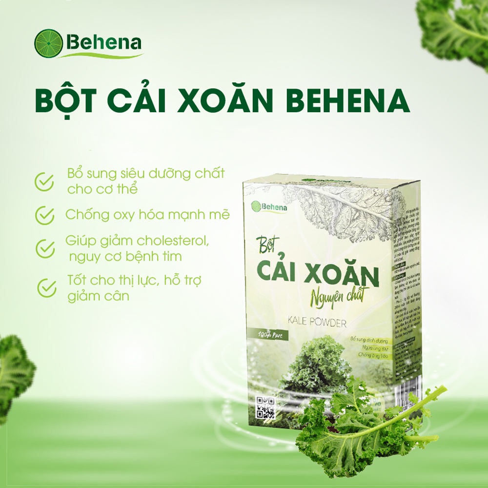 Bột Cải Xoăn Kale Behena hộp 50g nguyên chất, sấy lạnh