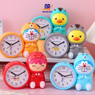 Đồng hồ báo thức để bàn hình gấu , Đoremon ,...ngộ nghĩnh nhiều màu sắc, chuông to - Tặng kèm 1 viên pin