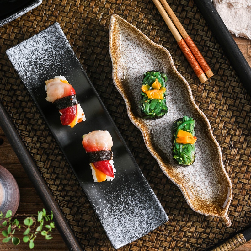 Đĩa Sứ Hình Chiếc Thuyền Đựng Sushi Phong Cách Retro Nhật Bản