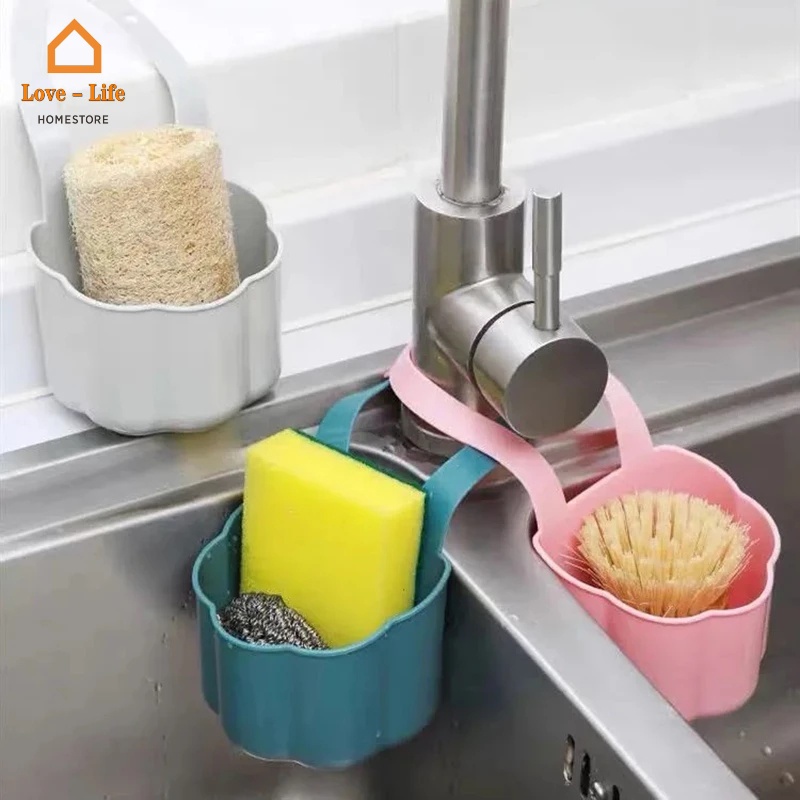 Giá Đỡ Miếng Xốp Rửa Chén Gắn Vòi Nước Bồn Rửa Tiện Dụng