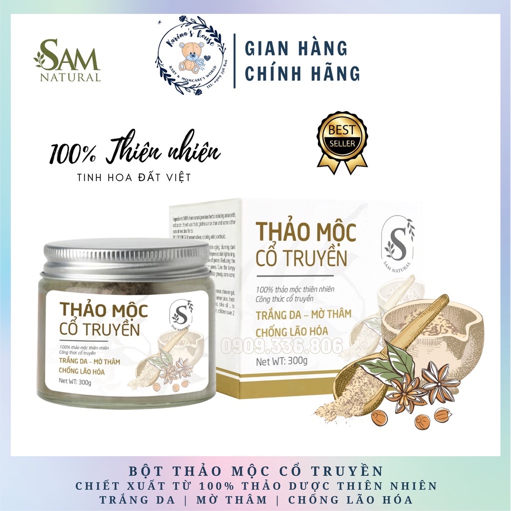Bột thảo mộc cổ truyền tẩy da chết, sáng da, mờ thâm SAM NATURAL