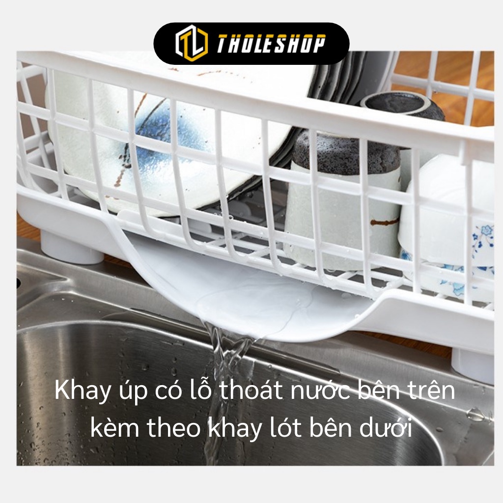 Khay Úp Chén Bát - Kệ Rổ Để Chén Dĩa Có Hũ Đựng Đũa, Muỗng Và Khay Hứng Nước 8397