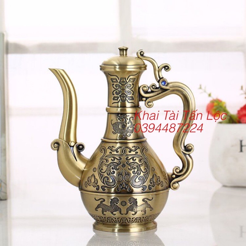 Bình rượu đồng song Long tranh châu