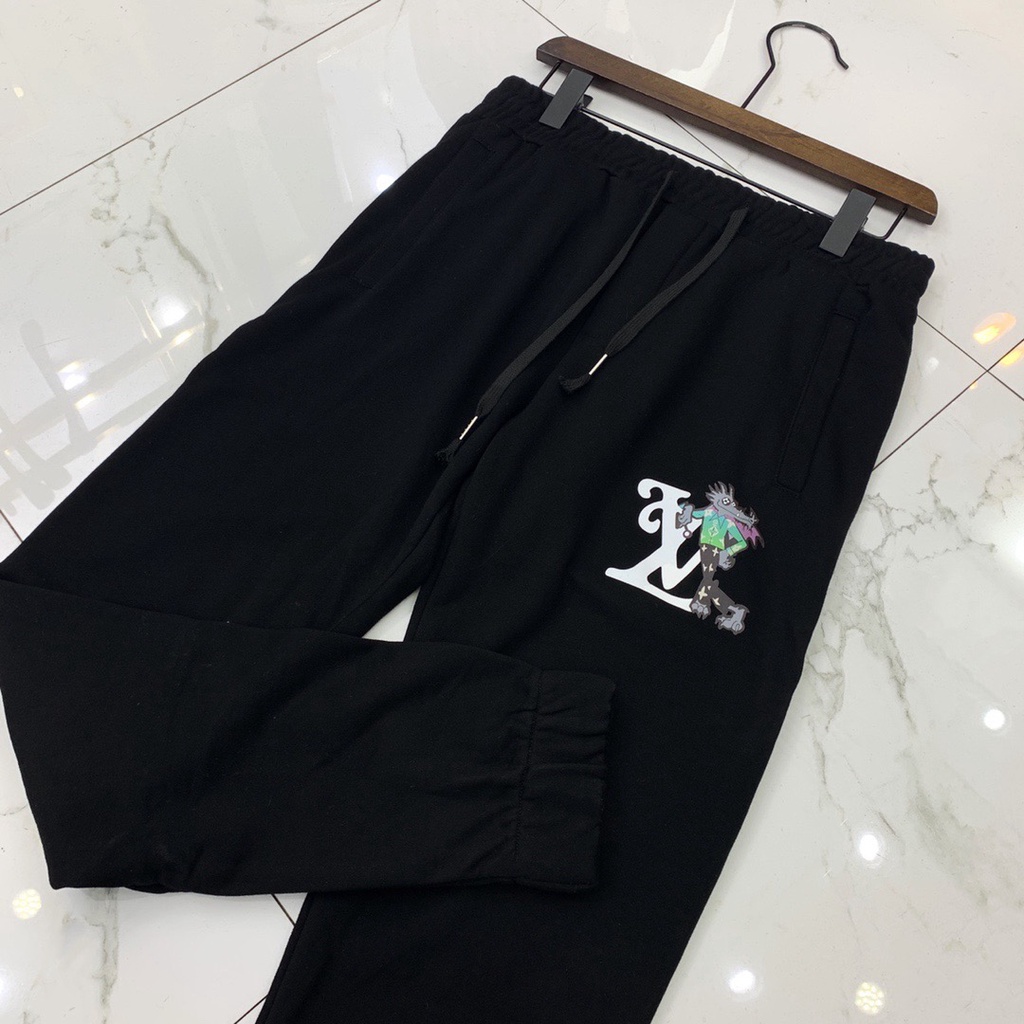 Quần dài LV bo gấu in chữ thời trang thu đông 2021 cho nam