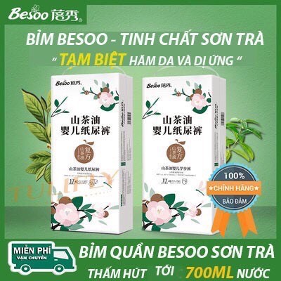 ⚡𝐅𝐑𝐄𝐄 𝐒𝐇𝐈𝐏⚡Bỉm BESOO - TINH CHẤT SƠN TRÀ CHỐNG HĂM Đủ Size dán/quần S56/M50/L46/XL42/XXL42/XXXL42