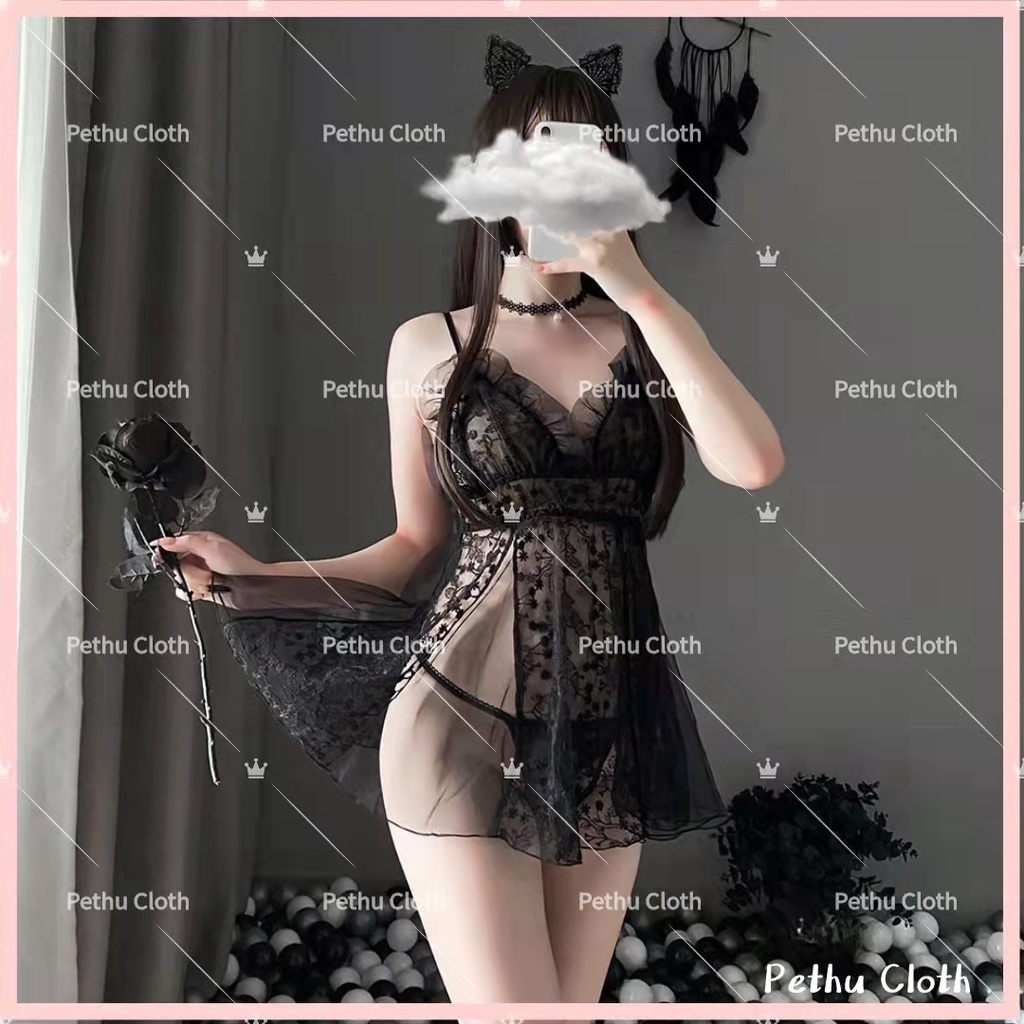（Q1,HCM）Sexy Đồ NgủVáy Ngủ Nữ Gợi Cảm Lụa 2 Dây Sexy Dễ Thương Và Quần Lót Sẽy Không Kèm Mút Ngực---cho 45-65kg---019