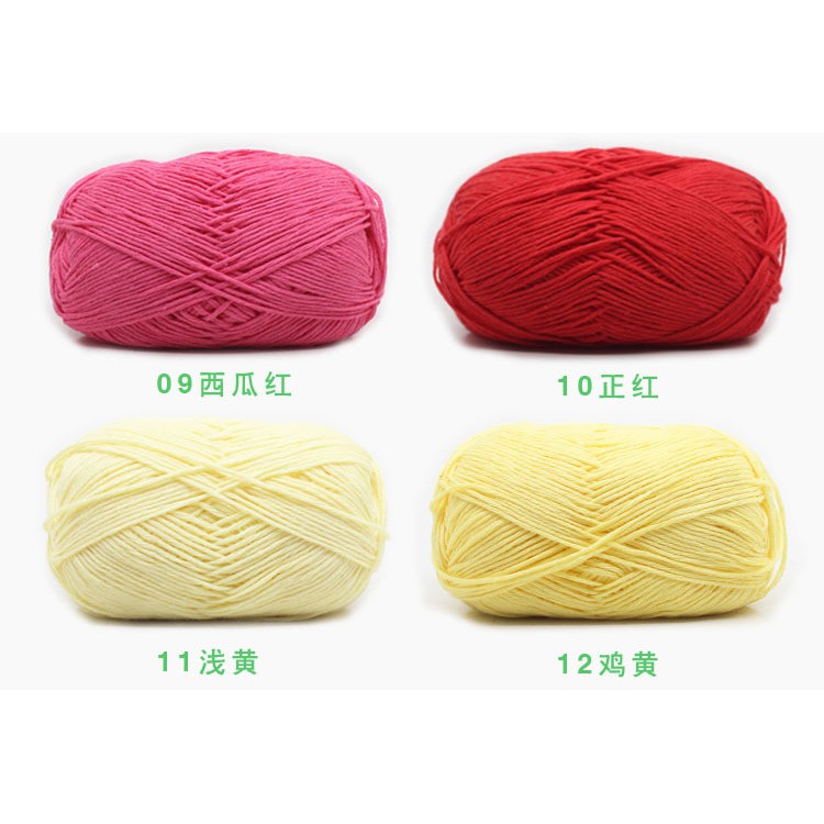 Cuộn Len Sợi To 50g 100% Cotton Dùng Để Đan Móc Thủ Công (1-12)