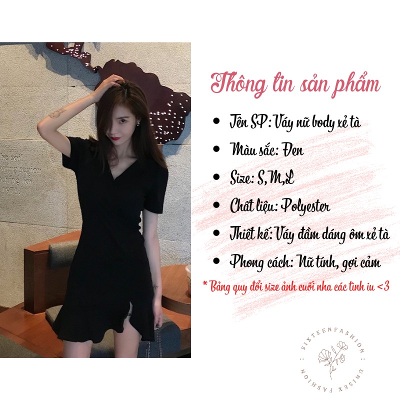Đầm Nữ,Váy Nữ Body Dáng Ôm Chiết Eo Xẻ Tà, Đầm Thiết Kế Phong Cách Thời Thượng SIXTEEN. | BigBuy360 - bigbuy360.vn