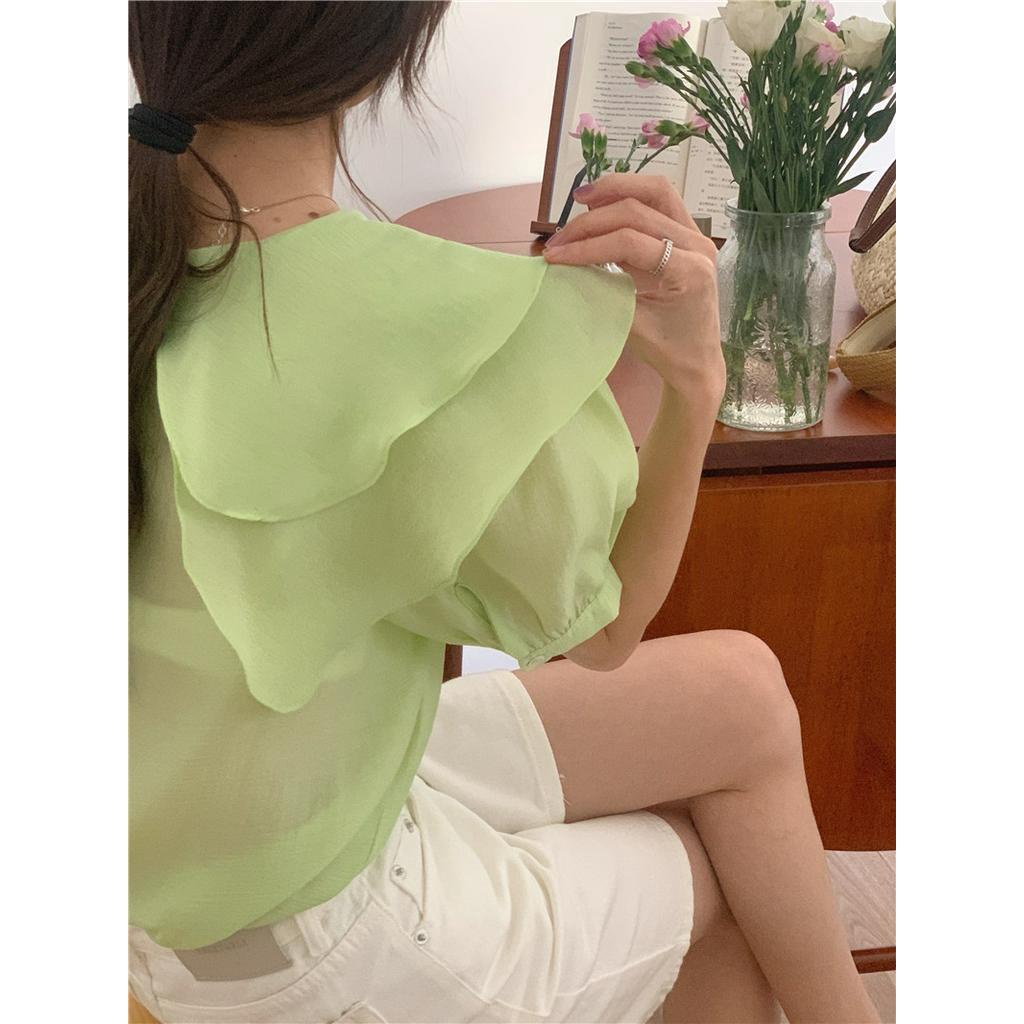 Áo Sơ Mi Ngắn Tay Cổ To 51777 Xù