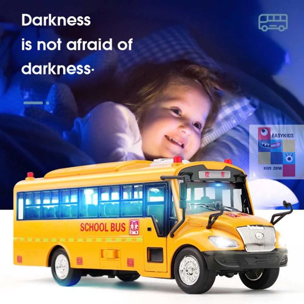 Đồ Chơi Ô Tô Xe Buýt School Bus EASYKIDS Cho Trẻ Em Mở Các Cửa, Có Đèn, Âm Thanh
