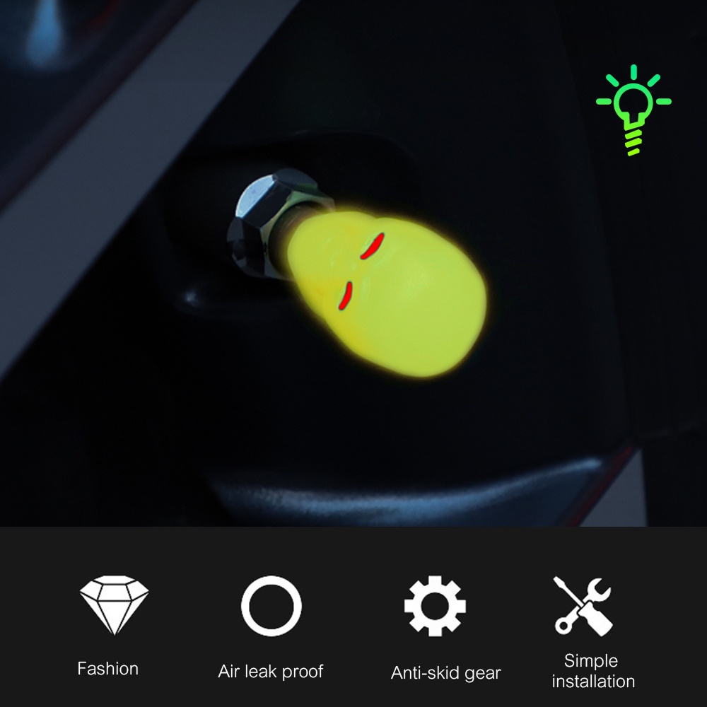 Vỏ Bọc Van Bánh Xe Hơi Bằng Nhựa ABS Phát Sáng Màu Vàng Hình Đầu Lâu