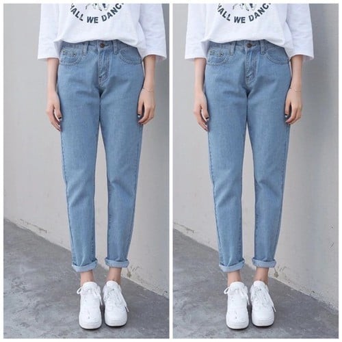 Quần Baggy Jean Nữ Mẫu Trơn Dáng Dài Hàng Basic