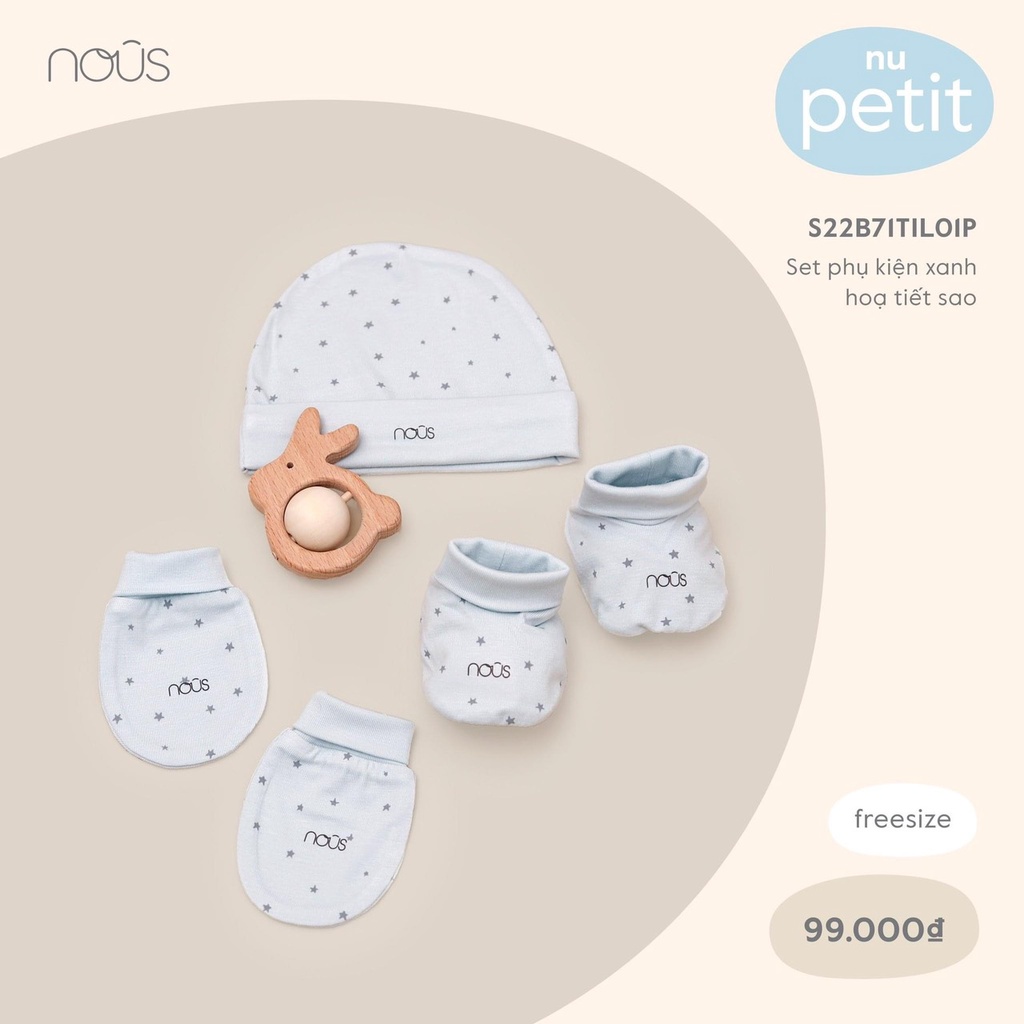 Set phụ kiện nón+Bao tay chân petit NOUS cho bé sơ sinh