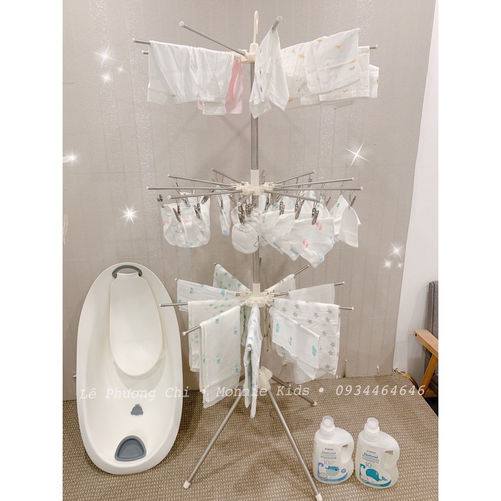 [BABYHOP16 - 10K ĐH300K]Cây, giá, dàn phơi đồ cho bé Pier dáng đứng 3 tầng bằng inox