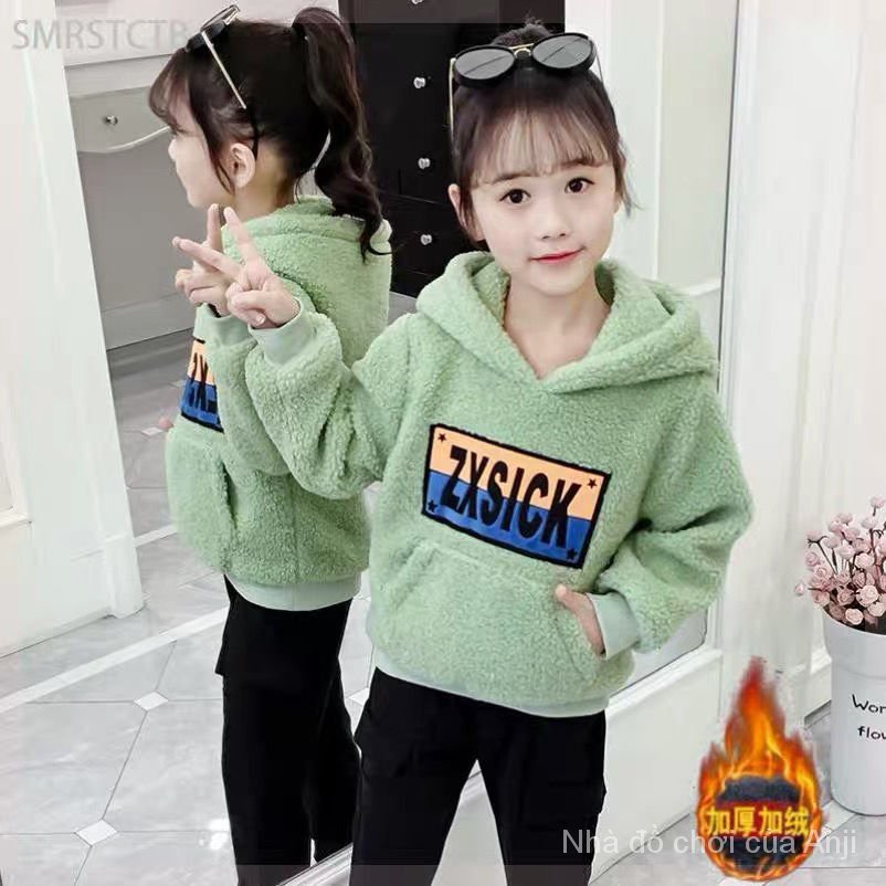 COD Kid's FashionGirl | 5-14 years old Tops Girl's Sweater Autumn And Winter Velvet Children Coat Hooded Jacket
