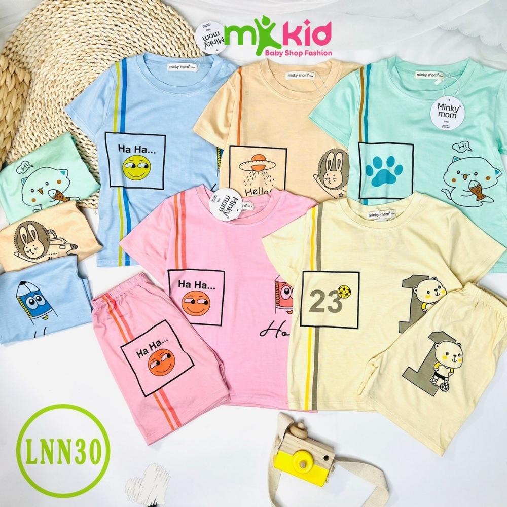 Bộ Hè Cho Bé FREE SHIP Bộ Thun Lạnh Cộc Tay Minky Mom cho bé trai bé gái với họa tiết Hoạt Hình ngộ nghỉnh .