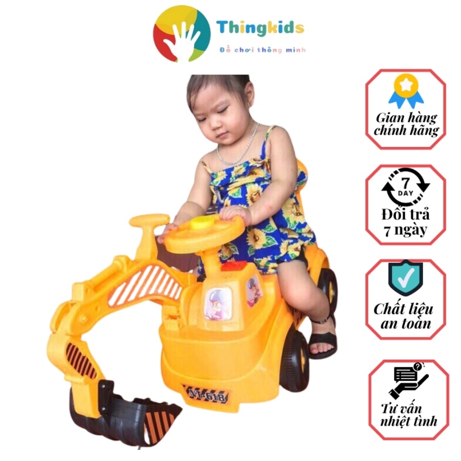 Xe cần cẩu kiêm xe chòi chân cho bé, có đèn có nhạc - Thingkids