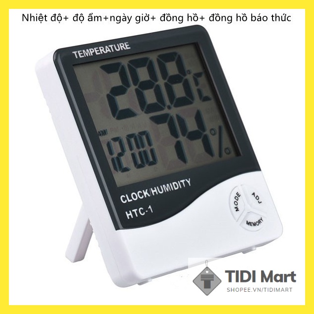 Máy đo nhiệt độ độ ẩm không khí để bàn trong nhà HTC1 tích hợp đồng hồ và lịch