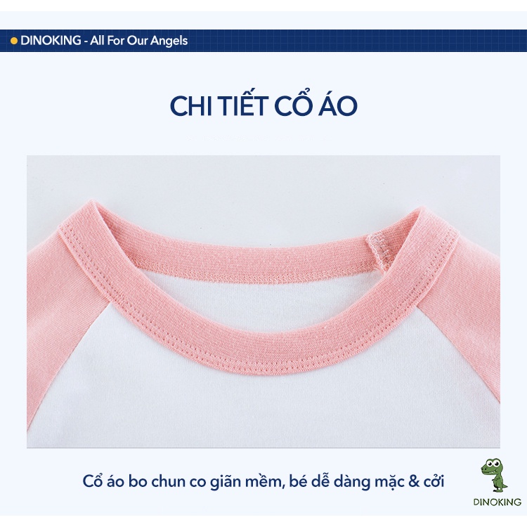 Áo dài tay cho bé gái DINOKING Áo thu đông trẻ em chất thun cotton dày dặn mềm mịn ấm áp 2-8 tuổi AD01