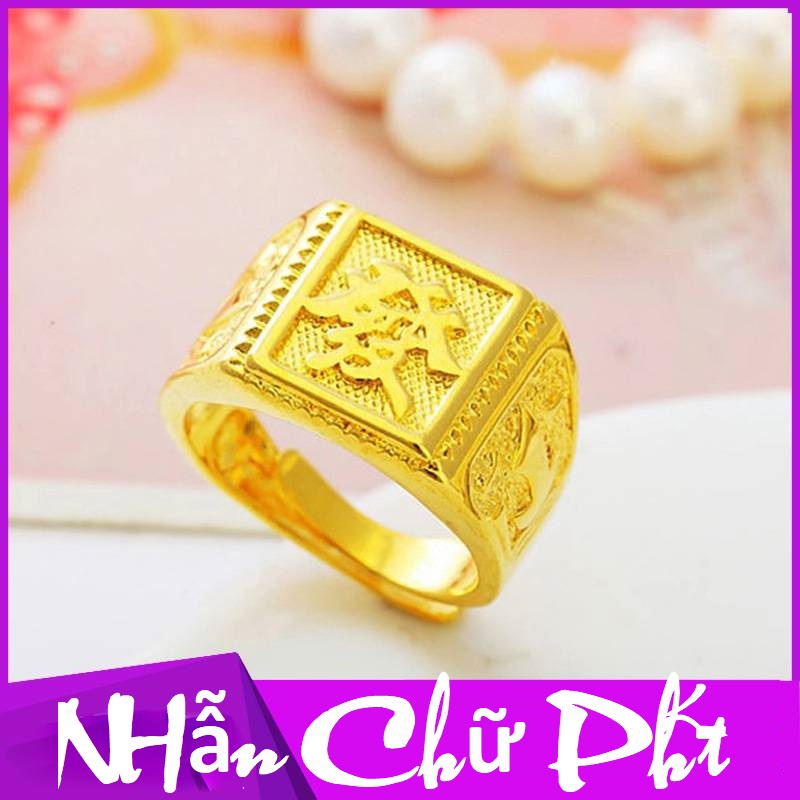 Nhẫn nam mạ vàng 24k ITALY Chữ Phát  - Đủ Size RBPHAT