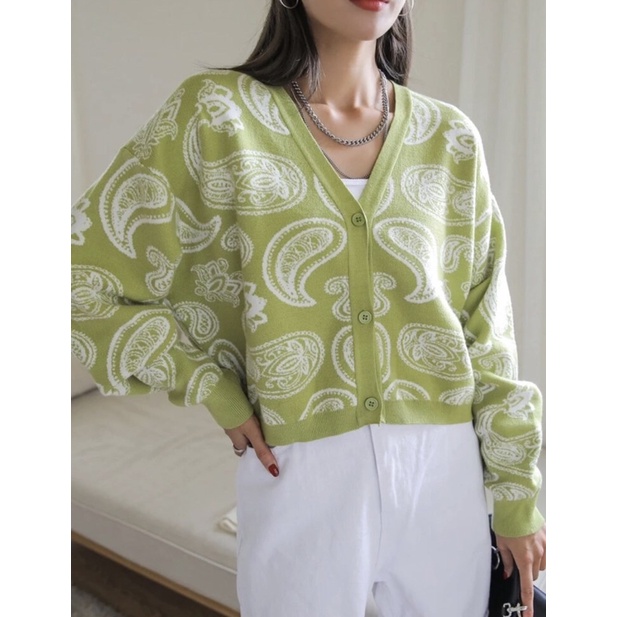 Áo khoác cardigan len nữ dáng lửng form rộng phong cách Hàn Quốc