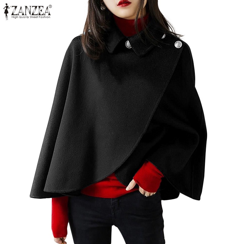 ❉Áo choàng ZANZEA có cổ không tay viền không đều màu trơn thời trang giản dị dành cho nữ | BigBuy360 - bigbuy360.vn