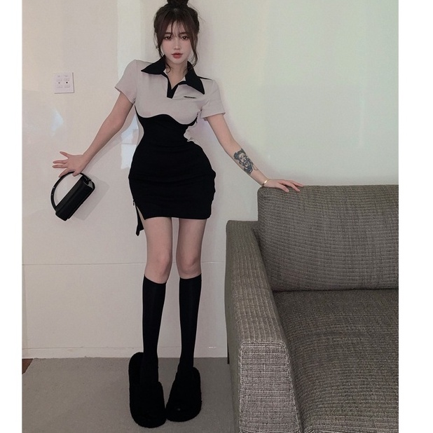 Đầm ngắn ZHELIHANGFEI tay ôm eo dáng ngắn gợi cảm dành cho nữ