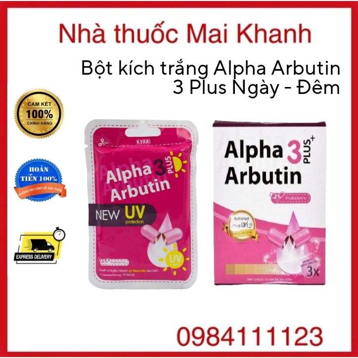 Viên kích trắng Alpha Arbutin 3 Plus Ngày - Đêm (Hàng chuẩn có tem cào check code)