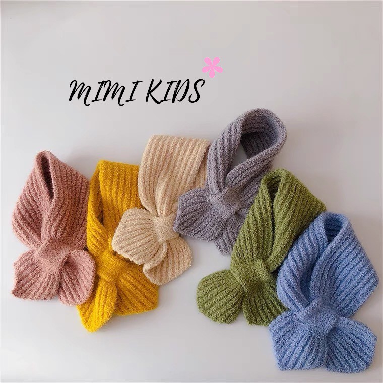 Khăn len nhung quàng cổ cho bé xỏ nút tiện lợi Mimi Kids