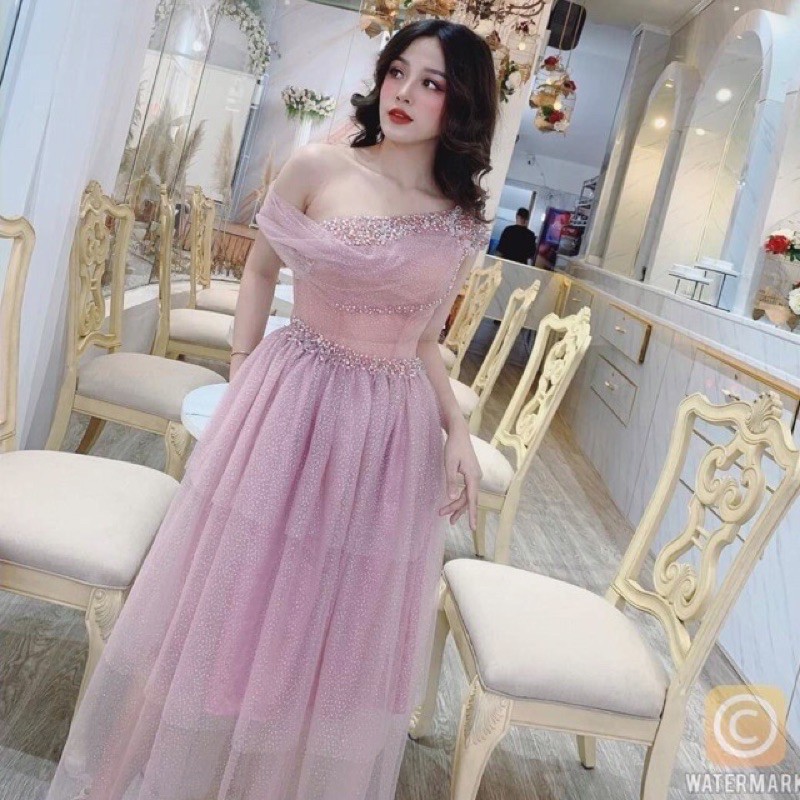 Đầm Công Chúa lệch vai kết cườm