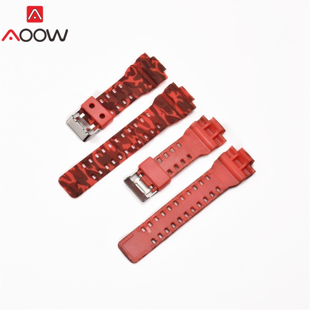 Dây Đeo Đồng Hồ Cao Su Silicon 16mm Họa Tiết Rằn Ri Chống Nước Cho Casio G-Shock GA-110 GA-100 GA-120