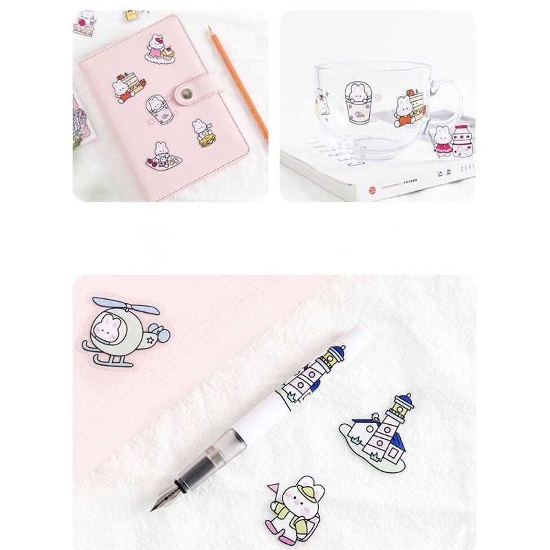 Túi 40 sticker cute dán trang trí hoạt hình vui nhộn