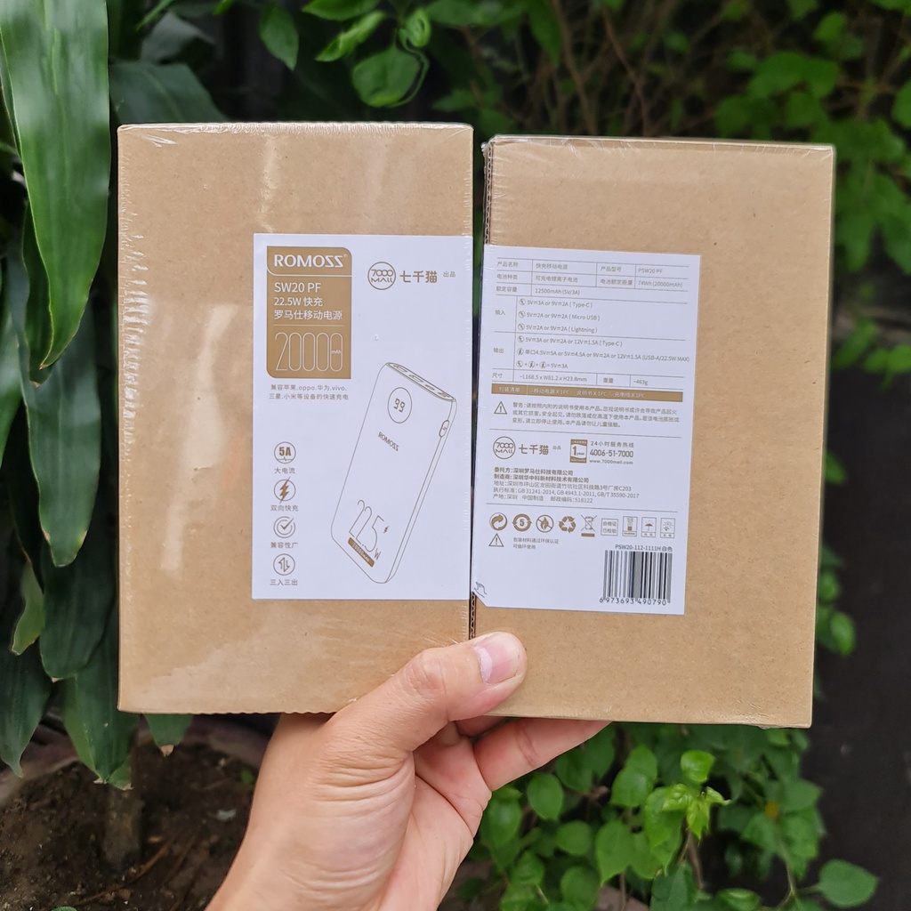 Pin sạc dự phòng RO-MOSS 20000mAh 22.5w - Hàng chính hãng