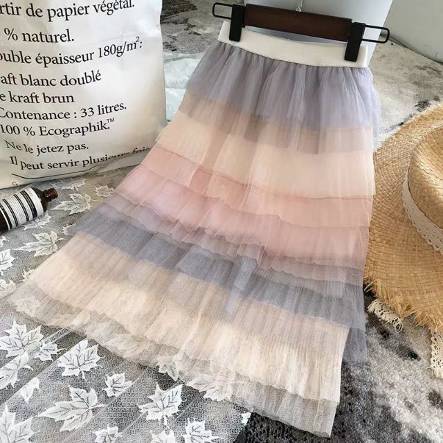 Chân váy dập ly xếp tầng