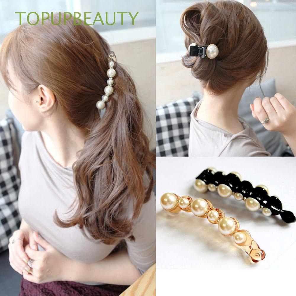 Kẹp tóc móng vuốt đính hạt giả ngọc trai dành cho nữ