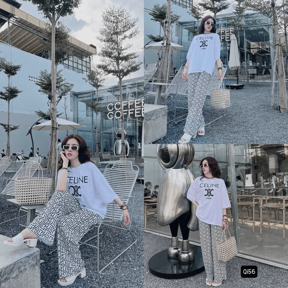 Sét Áo Phông Rộng Quần Ống Suông Túi Zip Cao Cấp Đang HOT Trend UP