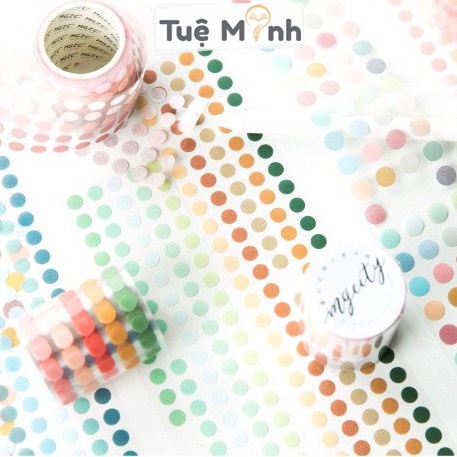 Cuộn Sticker tròn 3m Vpp Tuệ Minh, trang trí sổ, điện thoại, lịch, laptop STI06
