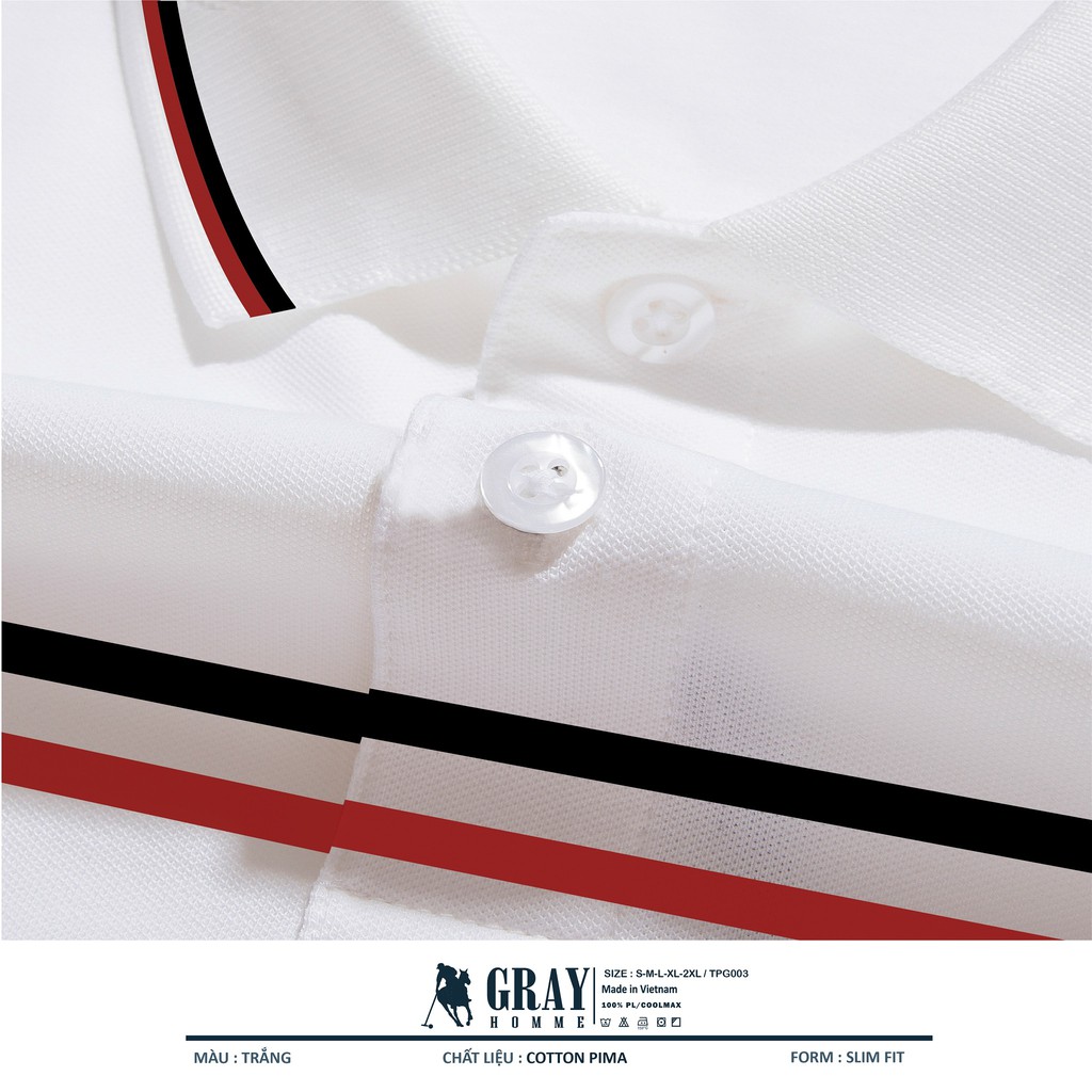 Áo Polo Nam, Áo Phông Nam Có Cổ Phối Kẻ Ngang Trẻ Trung GrayHomme TPG003
