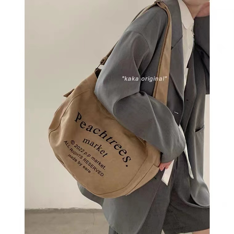 Honypove Túi Đeo Chéo Vải Canvas Cỡ Lớn Phong Cách Retro Mỹ 2022 Mới Cho Nữ Sinh