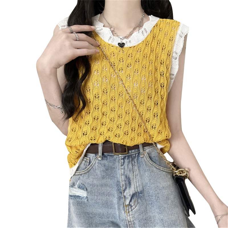 Áo Croptop Dệt Kim Cổ Tròn Dáng Ôm Thời Trang Mùa Hè Y2K Dành Cho Bạn Nữ