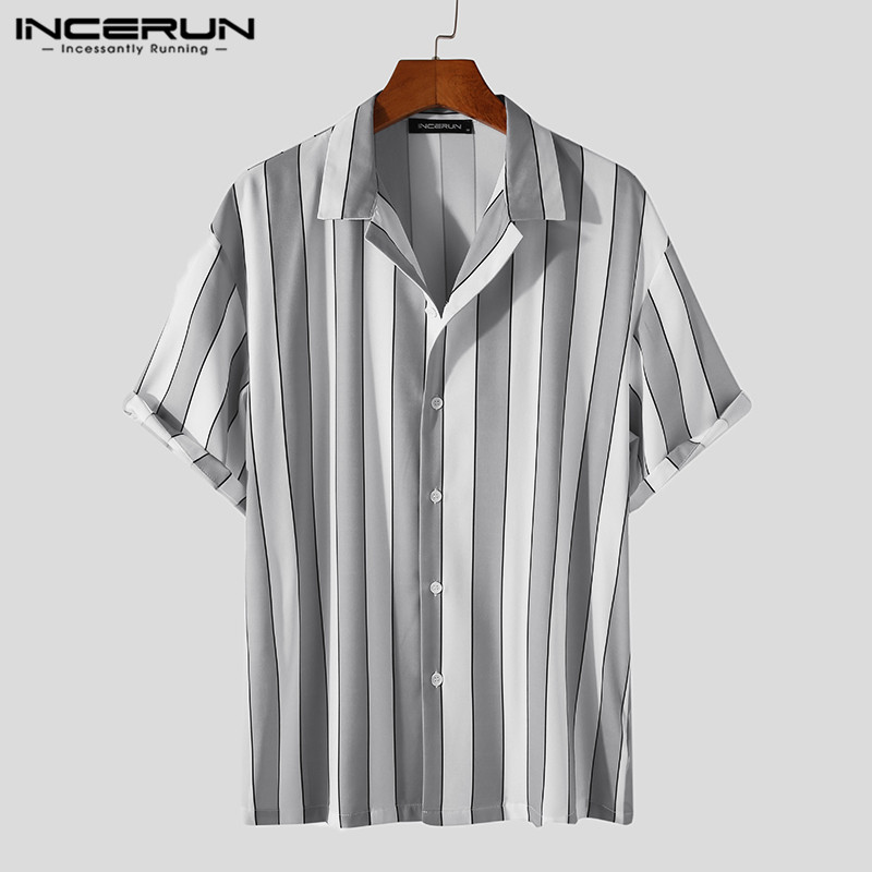 Áo Sơ Mi INCERUN Tay Ngắn Kẻ Sọc Thời Trang Dành Cho Nam | BigBuy360 - bigbuy360.vn