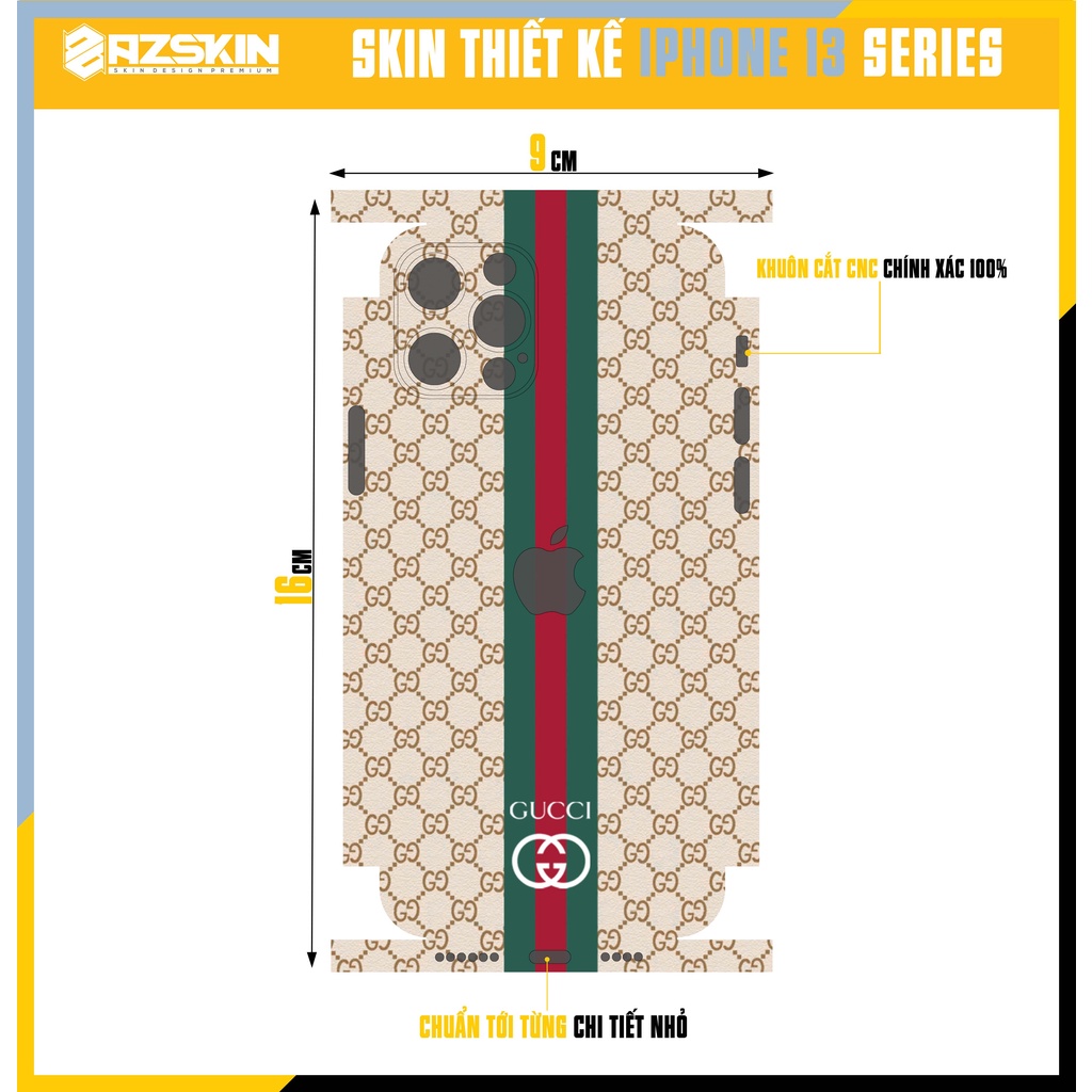 Dán Skin Guccii IPhone 13 Mini/13/13 Pro/13 Pro Max |SK_IPLB89| Chất Liệu Film Orcal Nhập Khẩu Công Nghệ In Sắc Nét
