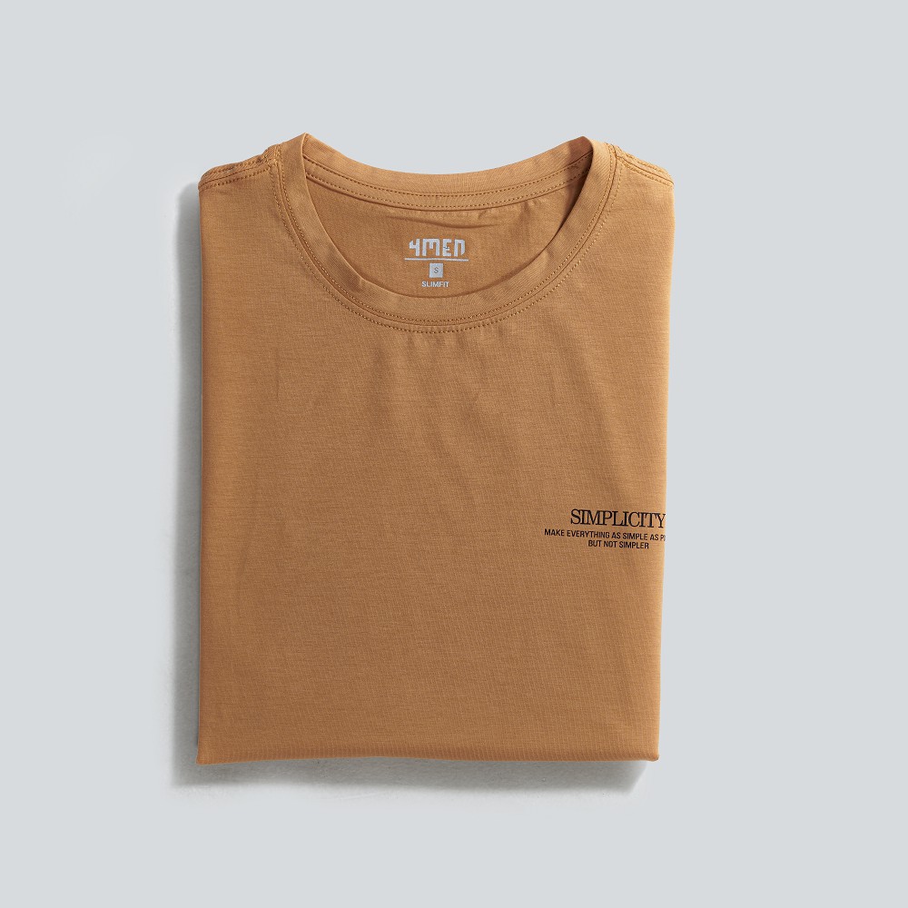 Áo thun nam cotton cao cấp 4MEN AT047 cổ tròn, ngắn tay, form suông, vải cotton dày dặn, thoáng mát, in chữ ngực trái | BigBuy360 - bigbuy360.vn