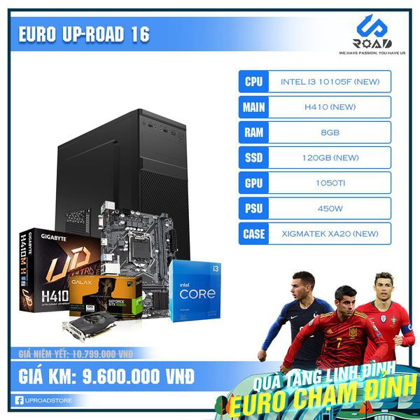[QUÀ TẶNG LINH ĐÌNH -  EURO CHẠM ĐỈNH] Bộ PC Gaming I3 10105f H410 NEW | Ram 8GB SSD 120 GTX1050TI Nguồn 450W