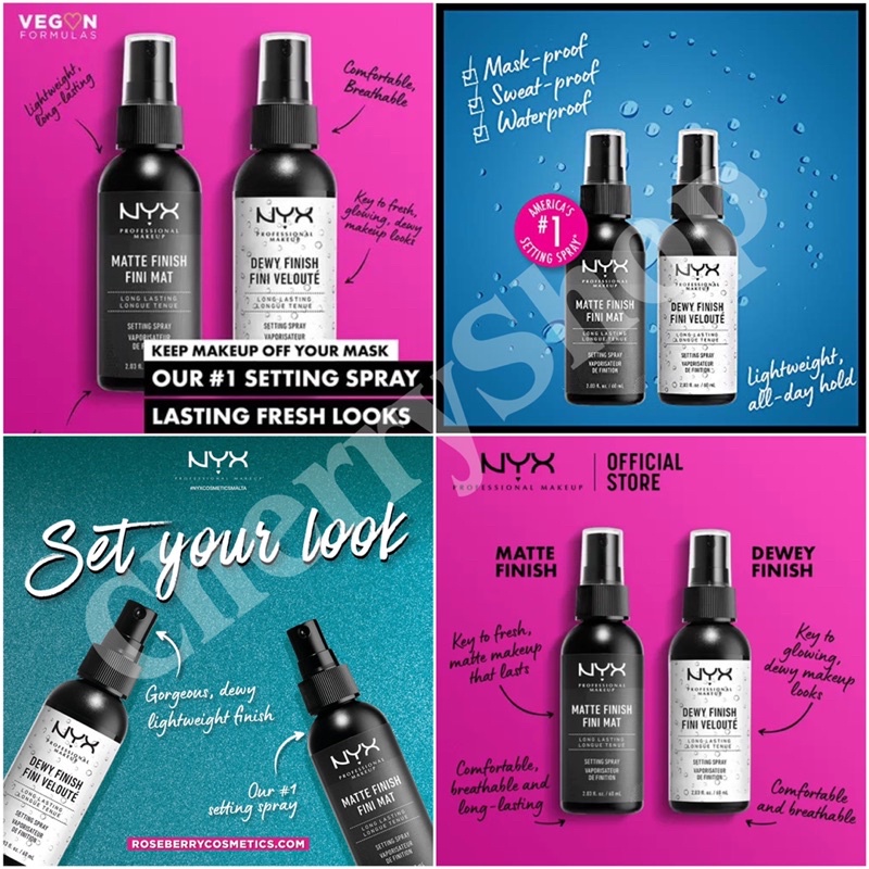 Xịt khoá lớp trang điểm NYX Dewy/Matte Finish Long Lasting Setting Spray